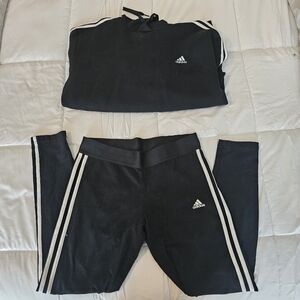 Adidas Black and White Striped Sweater And Leggings